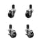 Service Caster 3'' SS Hard Rubber Wheel Swivel 1-5/8'' Expand Stem Caster Set 2 Brakes, 4PK SCC-SSEX20S314-HRS-2-TLB-2-158 - alternate 1